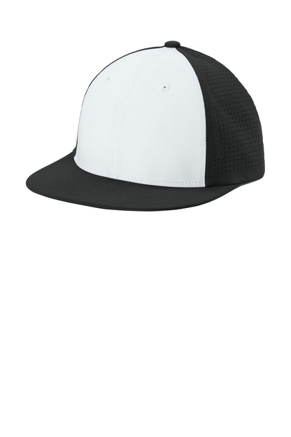 Sport-Tek Pro-Cut Stretch-Tek Cap - White/ Black/ Black - front