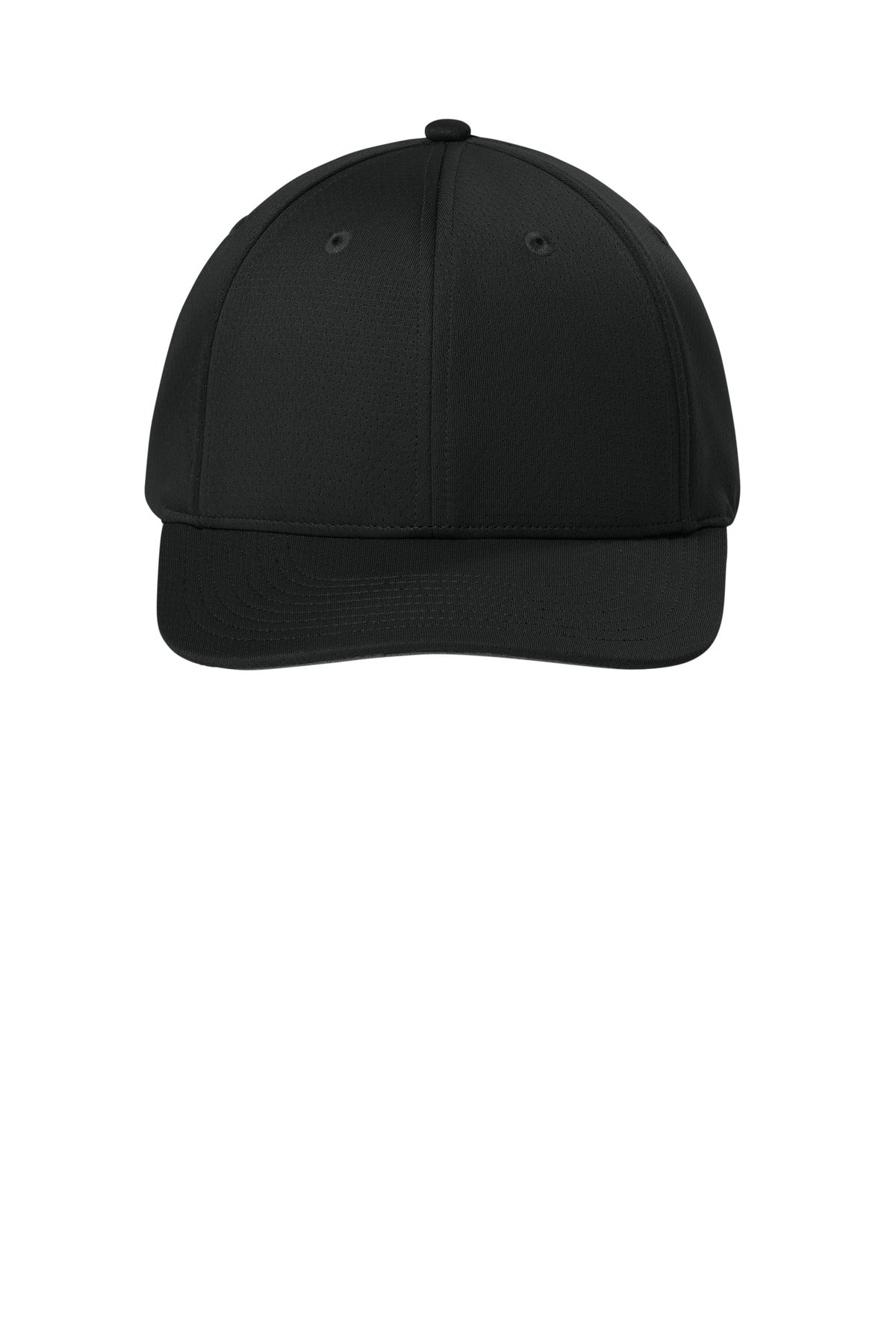 Sport-Tek Impact Mesh Stretch-Tek Adjustable Cap - Black - flat front