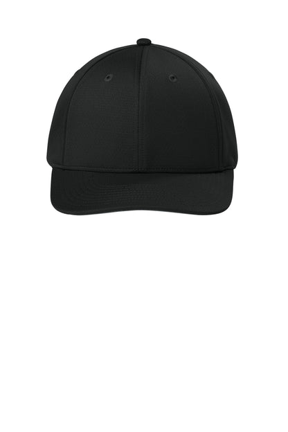 Sport-Tek Impact Mesh Stretch-Tek Adjustable Cap - Black - flat front