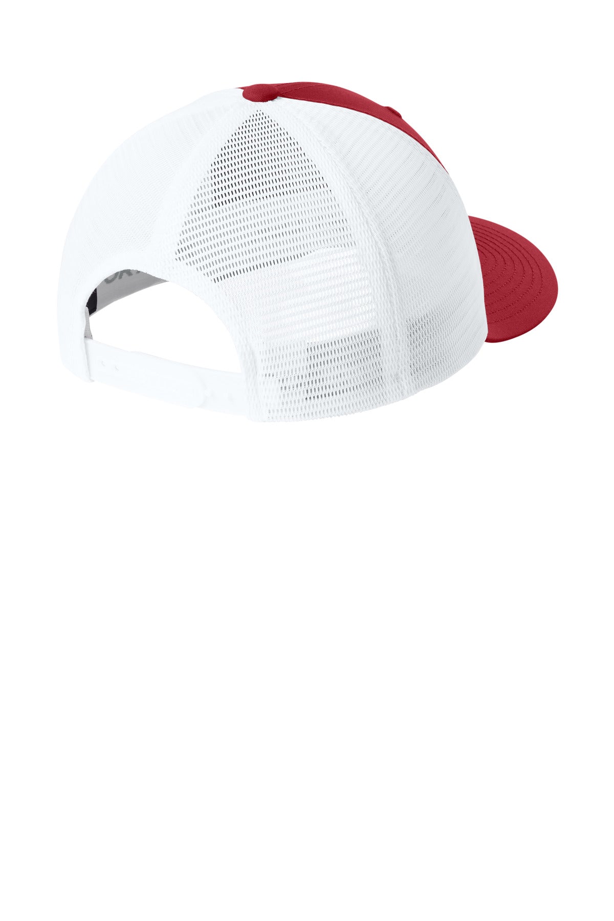 Sport-Tek Stretch-Tek Snapback Trucker Cap - Deep Red/ White - flat back
