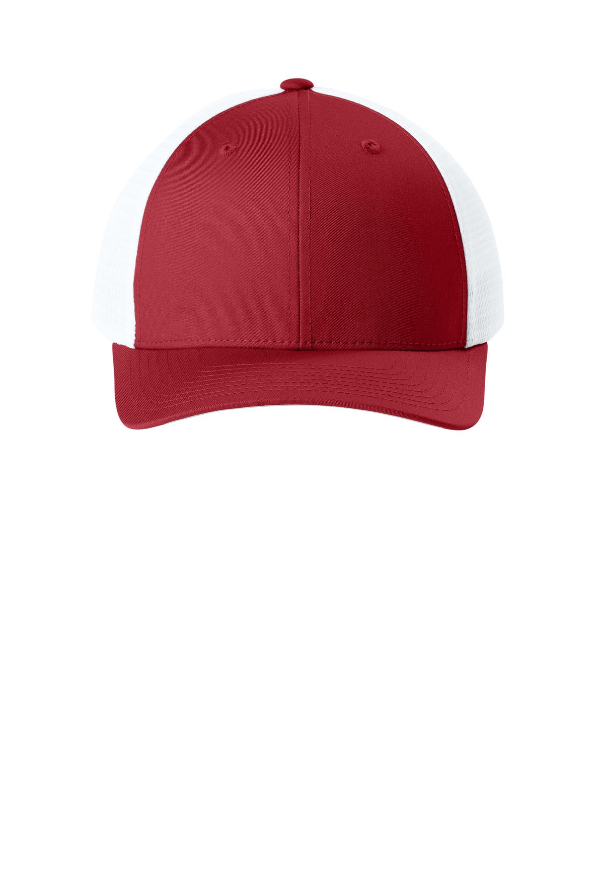 Sport-Tek Stretch-Tek Snapback Trucker Cap - Deep Red/ White - flat front