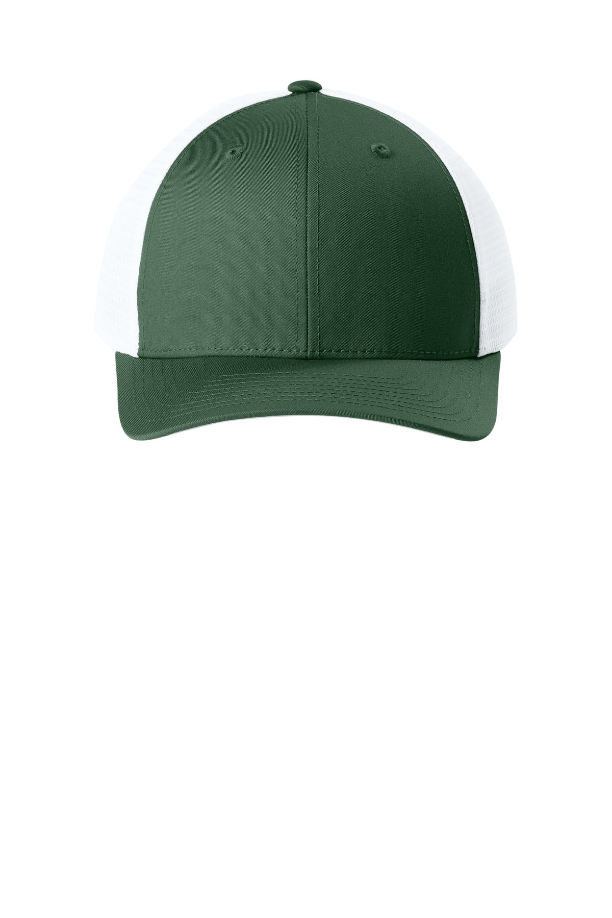 Sport-Tek Stretch-Tek Snapback Trucker Cap - Forest Green/ White - flat front