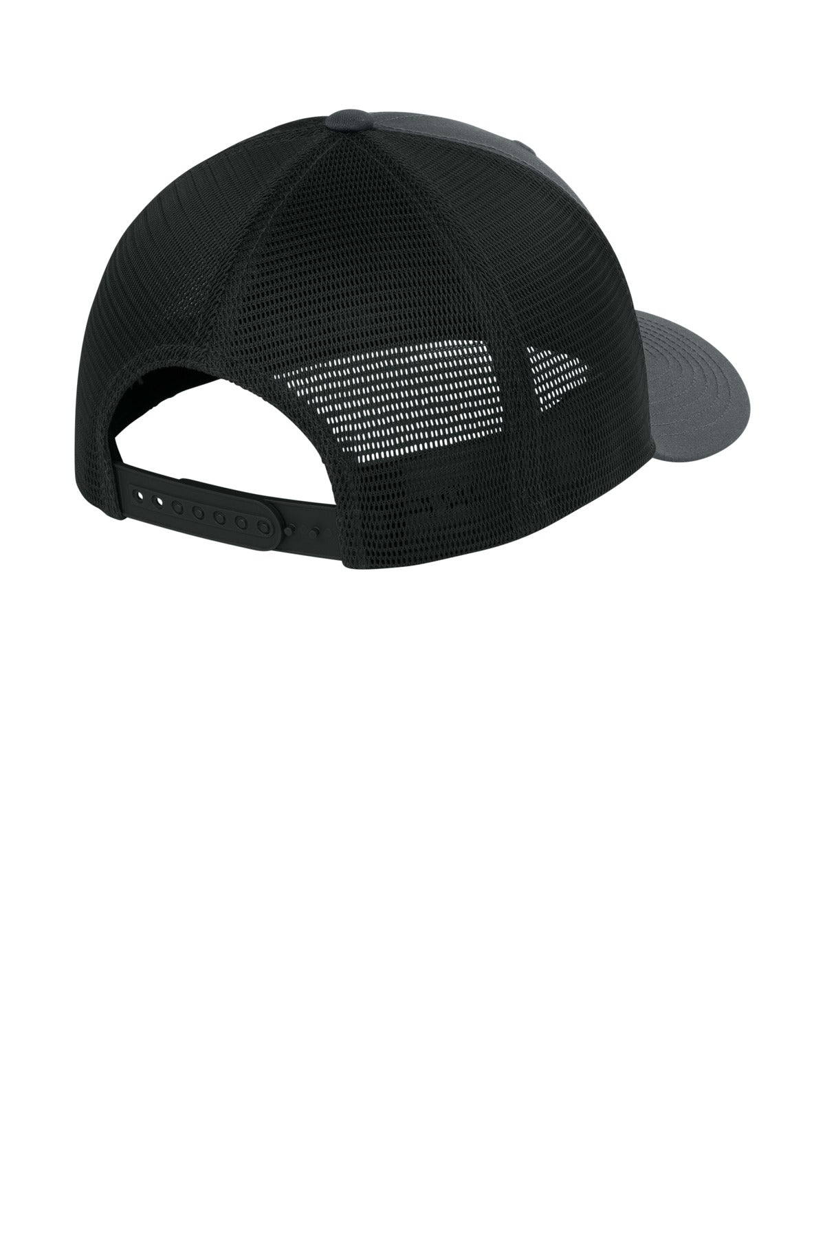 Sport-Tek Stretch-Tek Snapback Trucker Cap - Iron Grey/ Black - flat back