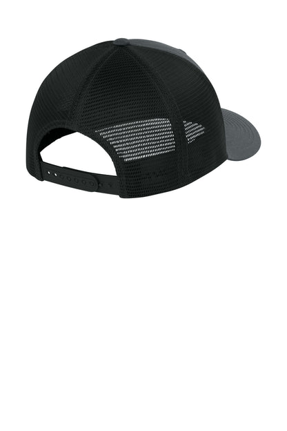 Sport-Tek Stretch-Tek Snapback Trucker Cap - Iron Grey/ Black - flat back
