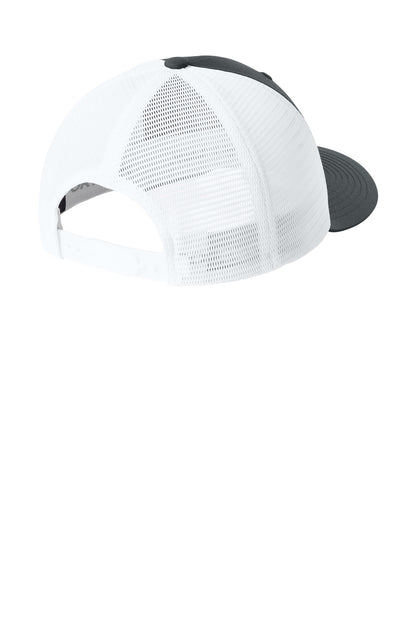 Sport-Tek Stretch-Tek Snapback Trucker Cap - Iron Grey/ White - flat back