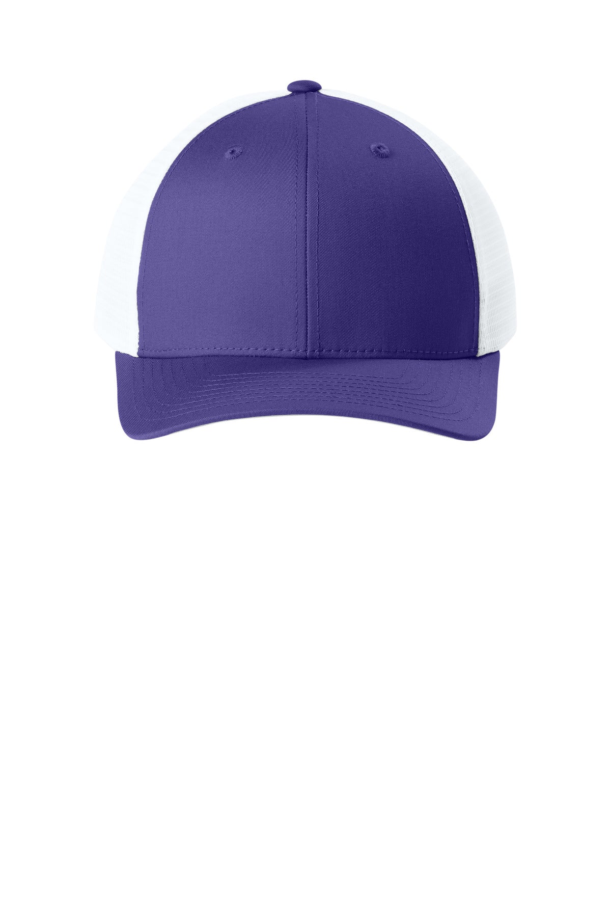 Sport-Tek Stretch-Tek Snapback Trucker Cap - Purple/ White - flat front