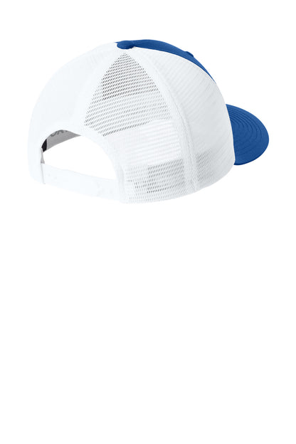 Sport-Tek Stretch-Tek Snapback Trucker Cap - True Royal/ White - flat back