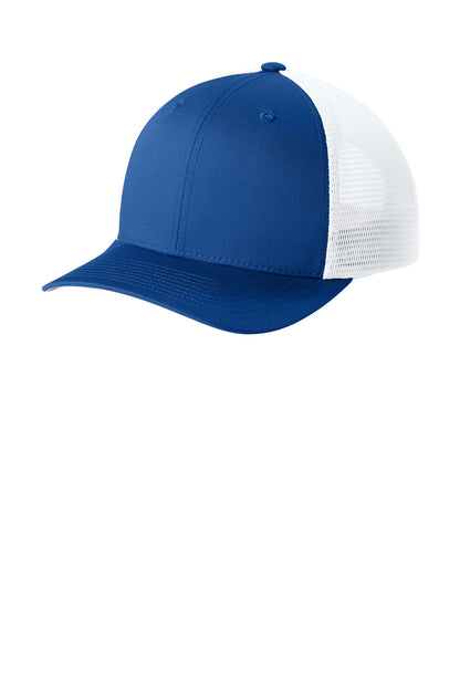 Sport-Tek Stretch-Tek Snapback Trucker Cap - True Royal/ White - front
