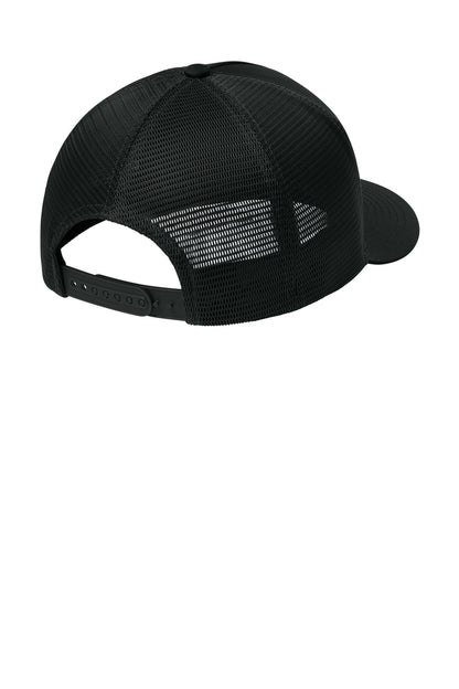 Sport-Tek Stretch-Tek 5-Panel Trucker Cap - Black/ Black - flat back