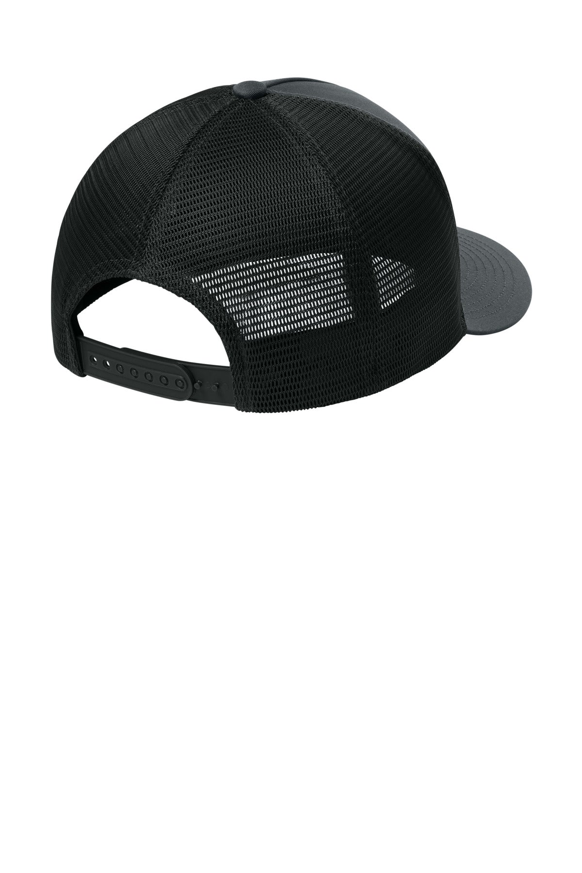 Sport-Tek Stretch-Tek 5-Panel Trucker Cap - Iron Grey/ Black - flat back