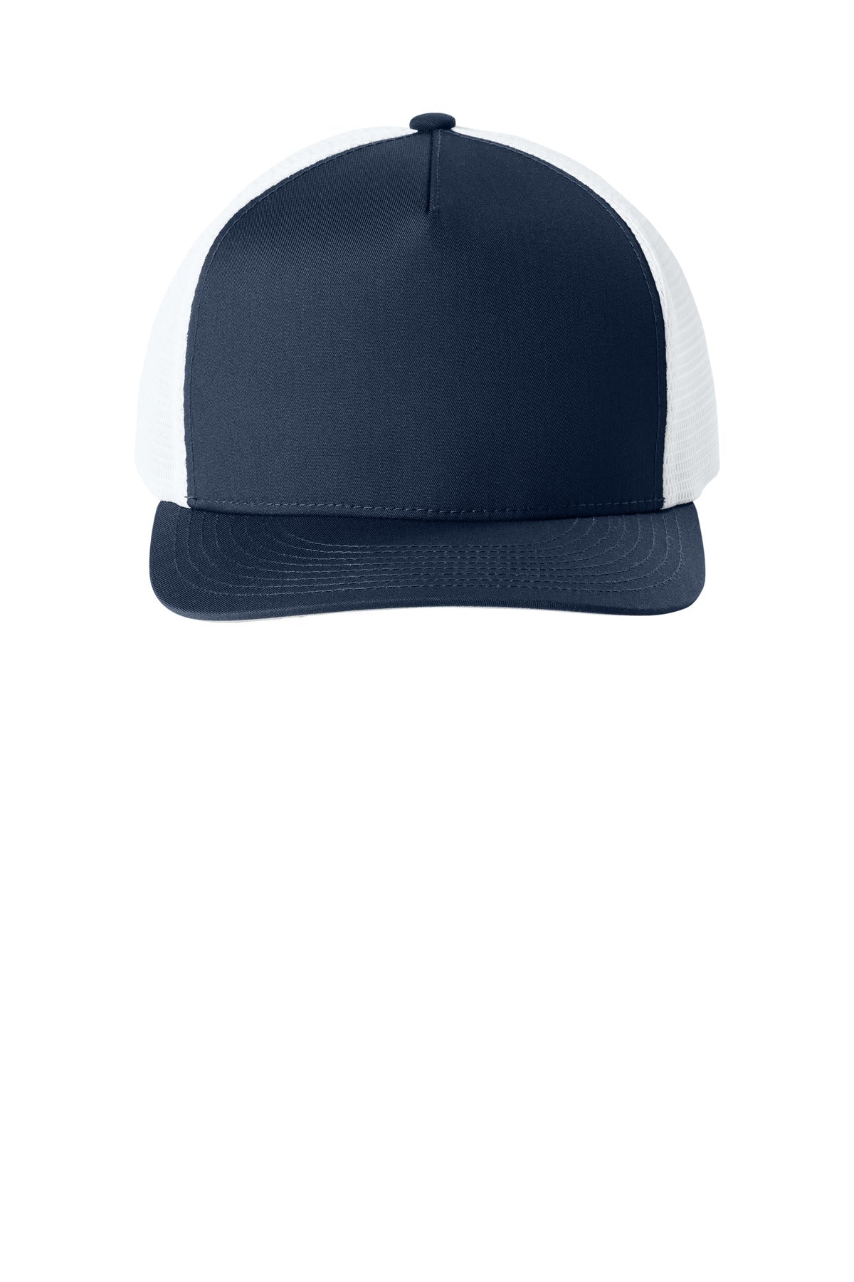 Sport-Tek Stretch-Tek 5-Panel Trucker Cap - True Navy/ White - flat front