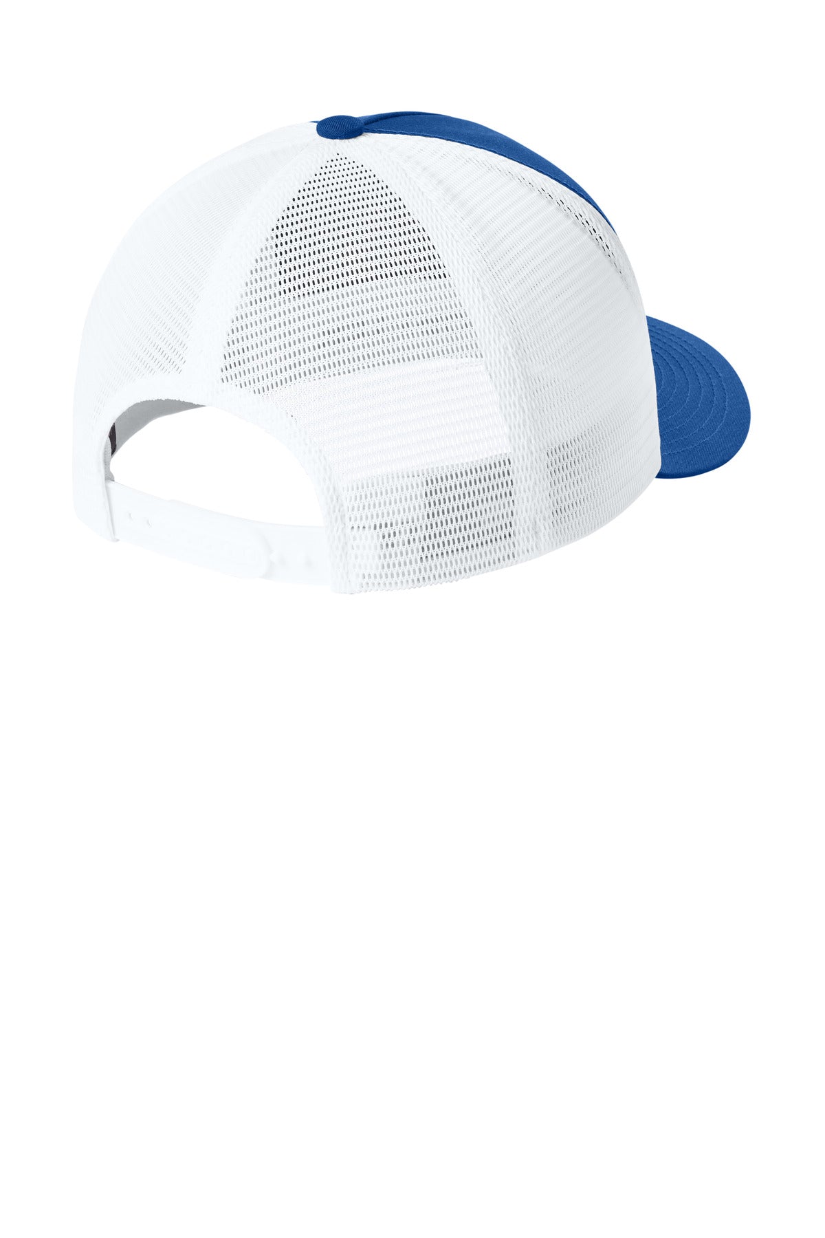 Sport-Tek Stretch-Tek 5-Panel Trucker Cap - True Royal/ White - flat back