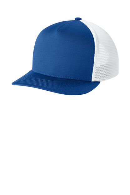 Sport-Tek Stretch-Tek 5-Panel Trucker Cap - True Royal/ White - front