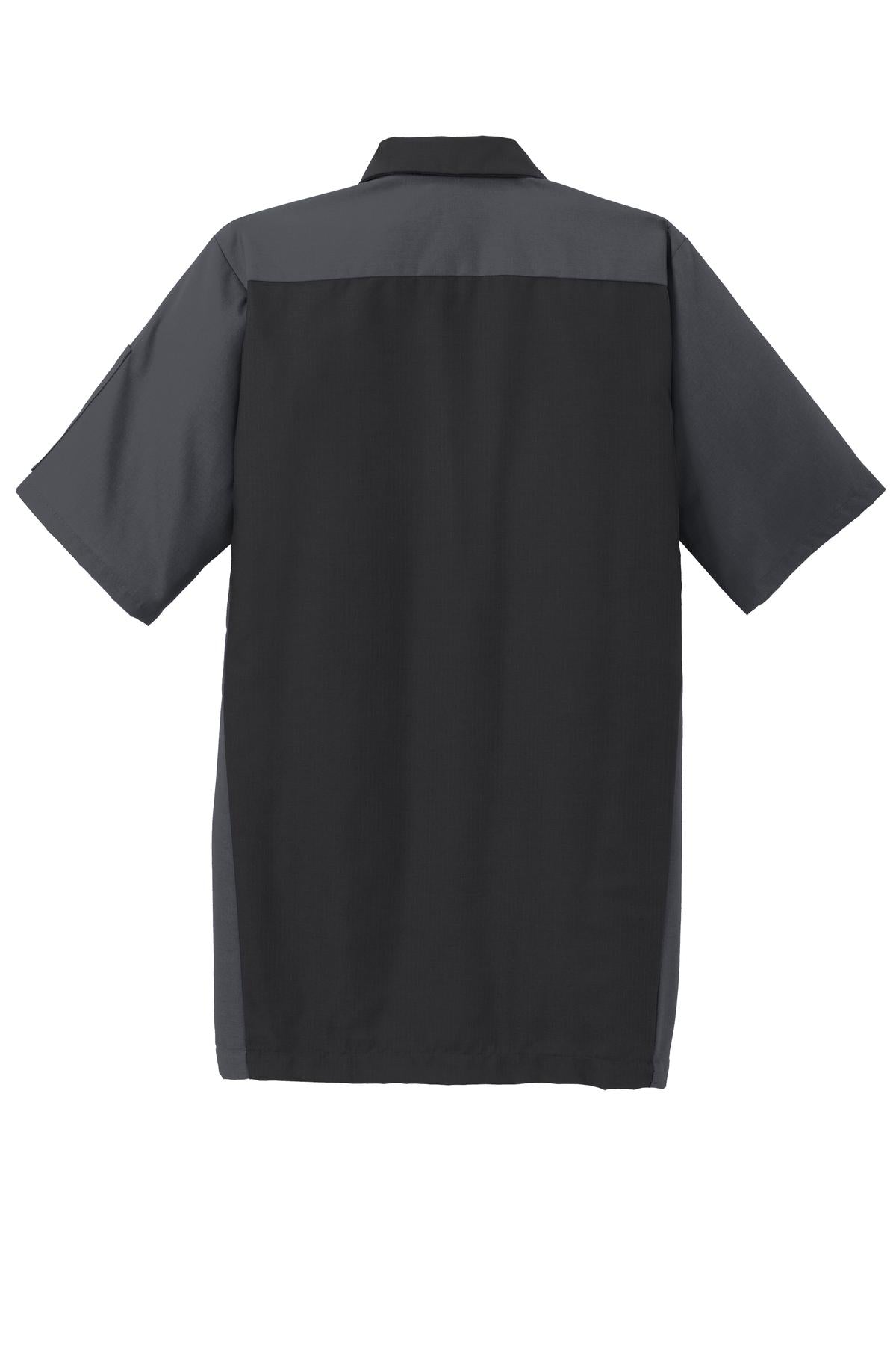 Red Kap Short Sleeve Ripstop Crew Shirt - Black/ Charcoal - flat back