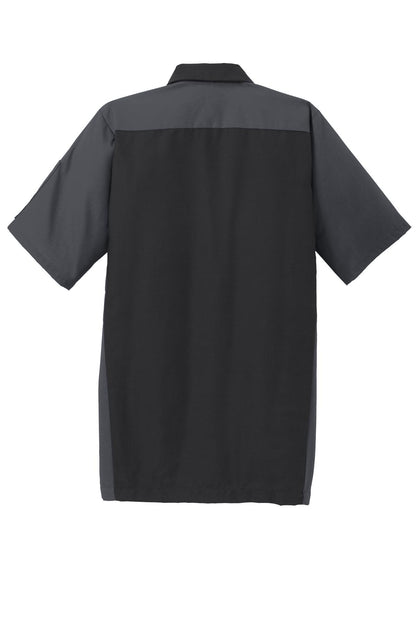 Red Kap Short Sleeve Ripstop Crew Shirt - Black/ Charcoal - flat back