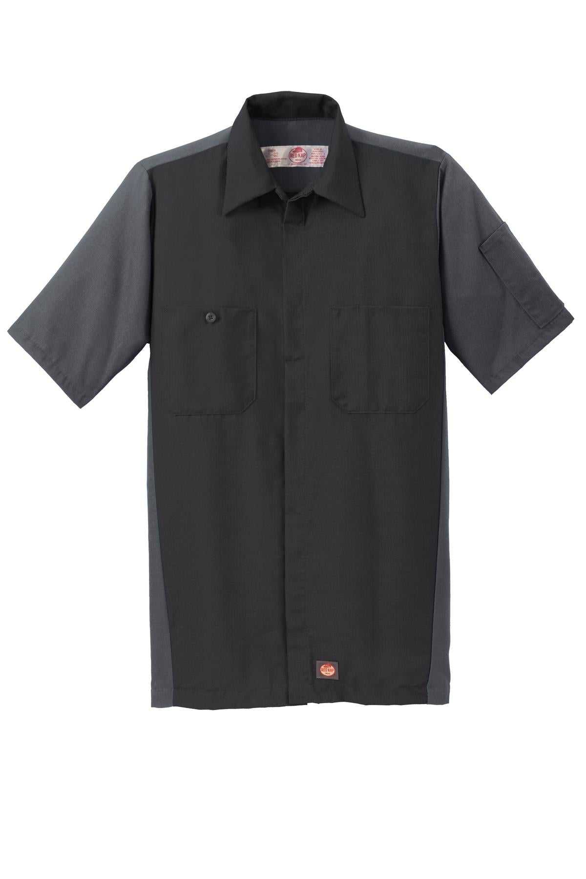 Red Kap Short Sleeve Ripstop Crew Shirt - Black/ Charcoal - flat front