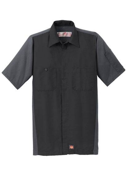 Red Kap Short Sleeve Ripstop Crew Shirt - Black/ Charcoal - flat front