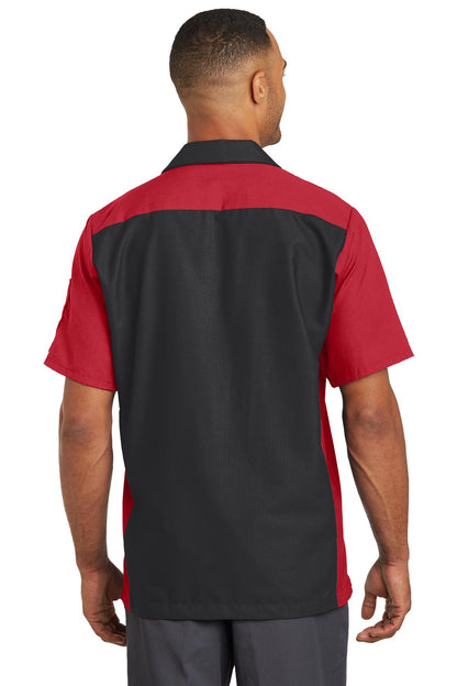 Red Kap Short Sleeve Ripstop Crew Shirt - Black/ Red - back