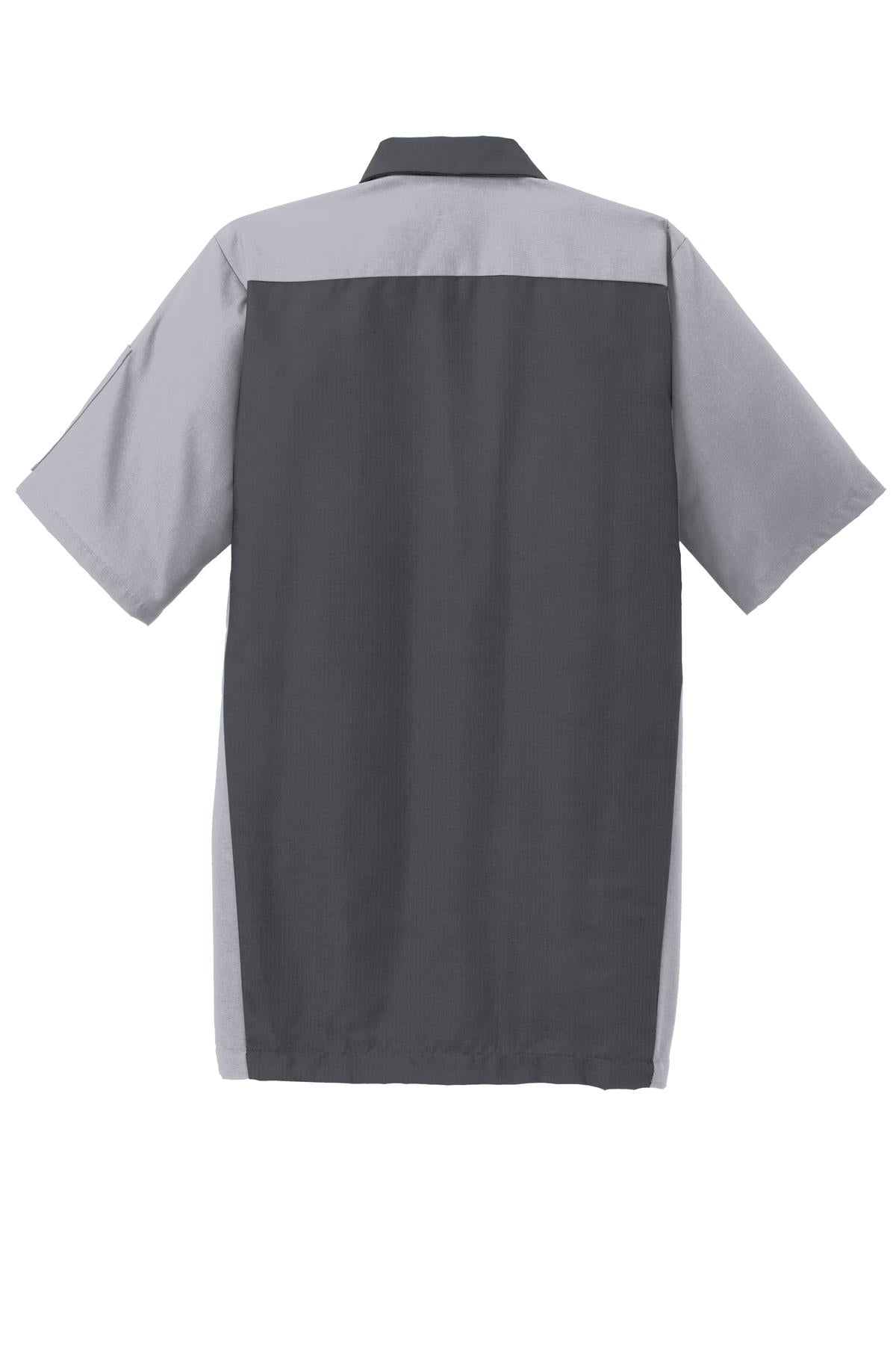 Red Kap Short Sleeve Ripstop Crew Shirt - Charcoal/ Light Grey - flat back