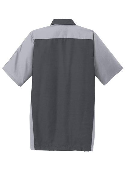 Red Kap Short Sleeve Ripstop Crew Shirt - Charcoal/ Light Grey - flat back