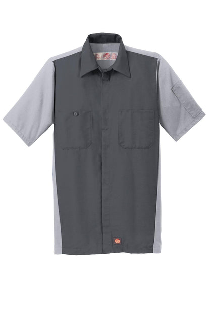Red Kap Short Sleeve Ripstop Crew Shirt - Charcoal/ Light Grey - flat front