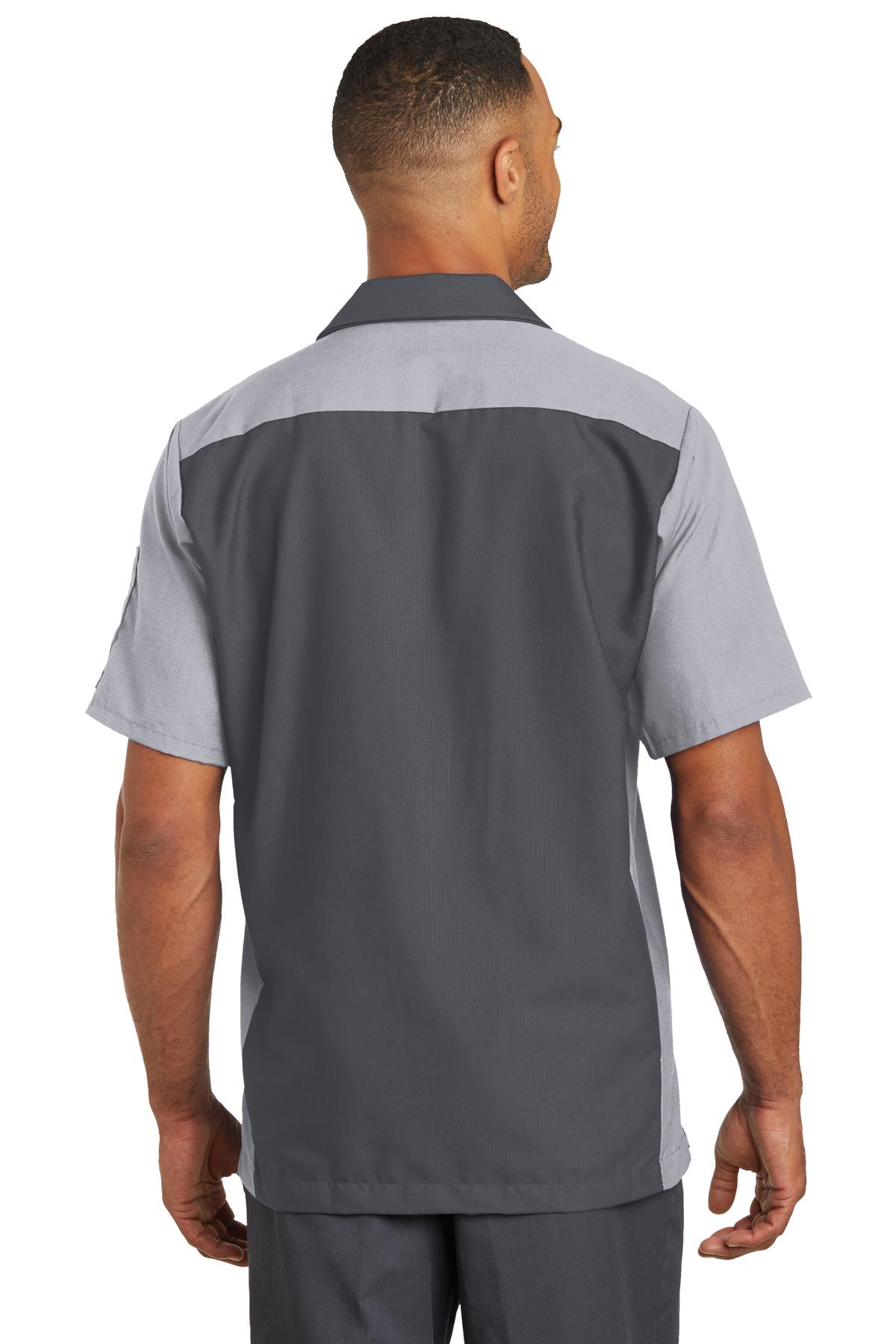 Red Kap Short Sleeve Ripstop Crew Shirt - Charcoal/ Light Grey - back
