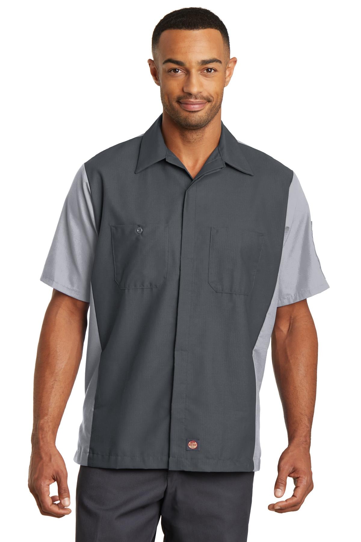 Red Kap Short Sleeve Ripstop Crew Shirt - Charcoal/ Light Grey - front