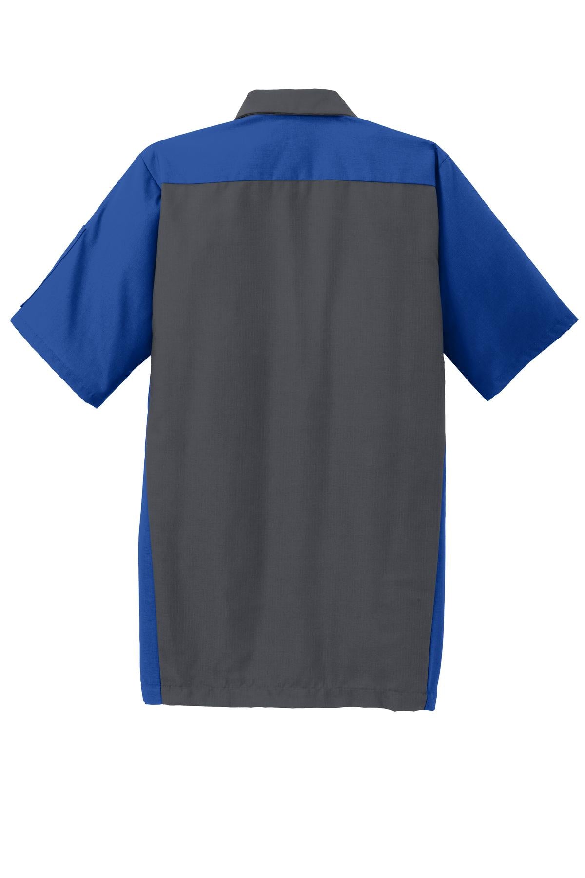 Red Kap Short Sleeve Ripstop Crew Shirt - Charcoal/ Royal - flat back