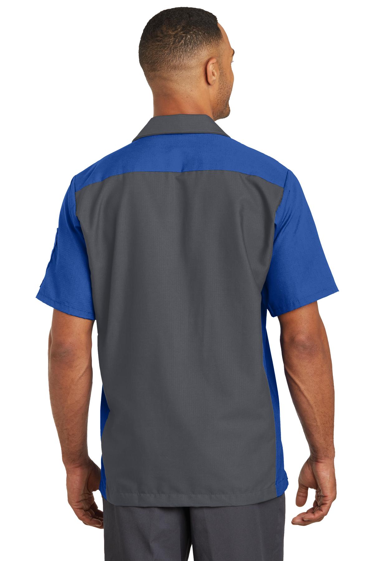 Red Kap Short Sleeve Ripstop Crew Shirt - Charcoal/ Royal - back