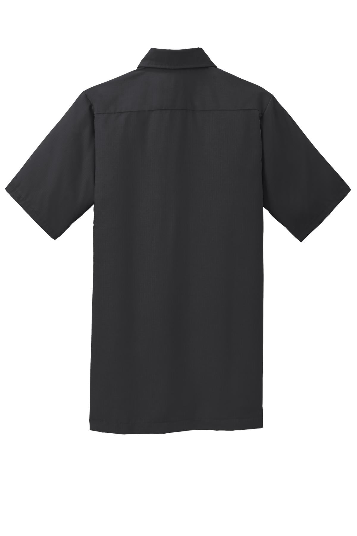 Red Kap Short Sleeve Solid Ripstop Shirt - Black - flat back