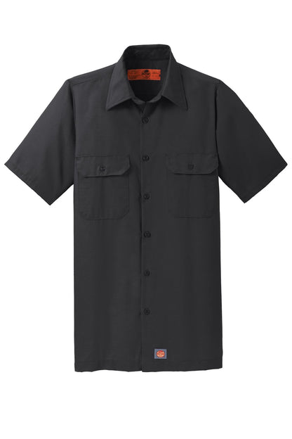 Red Kap Short Sleeve Solid Ripstop Shirt - Black - flat front