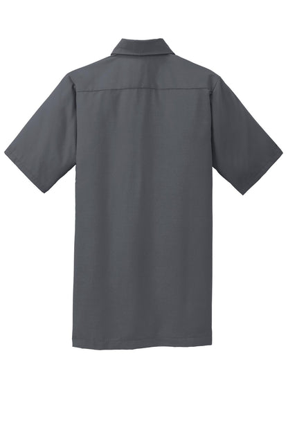 Red Kap Short Sleeve Solid Ripstop Shirt - Charcoal - flat back