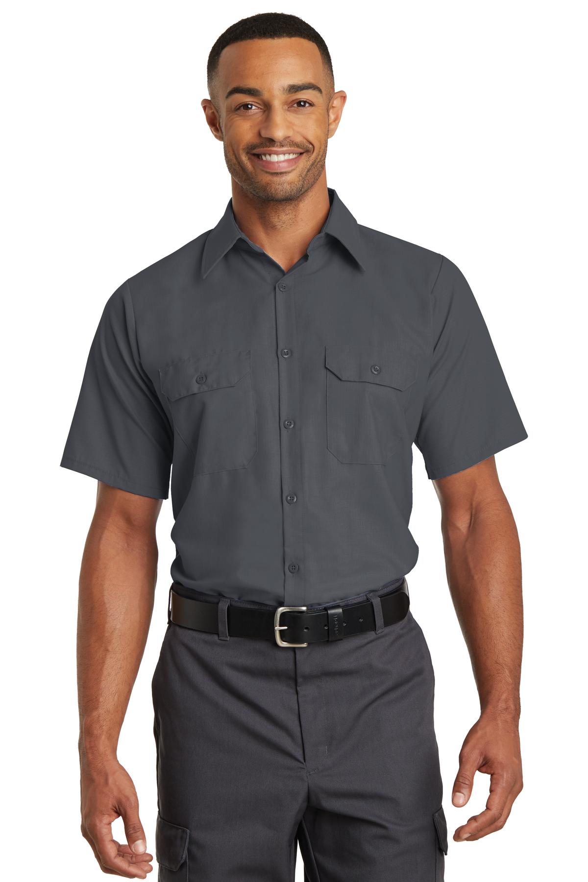 Red Kap Short Sleeve Solid Ripstop Shirt - Charcoal - front