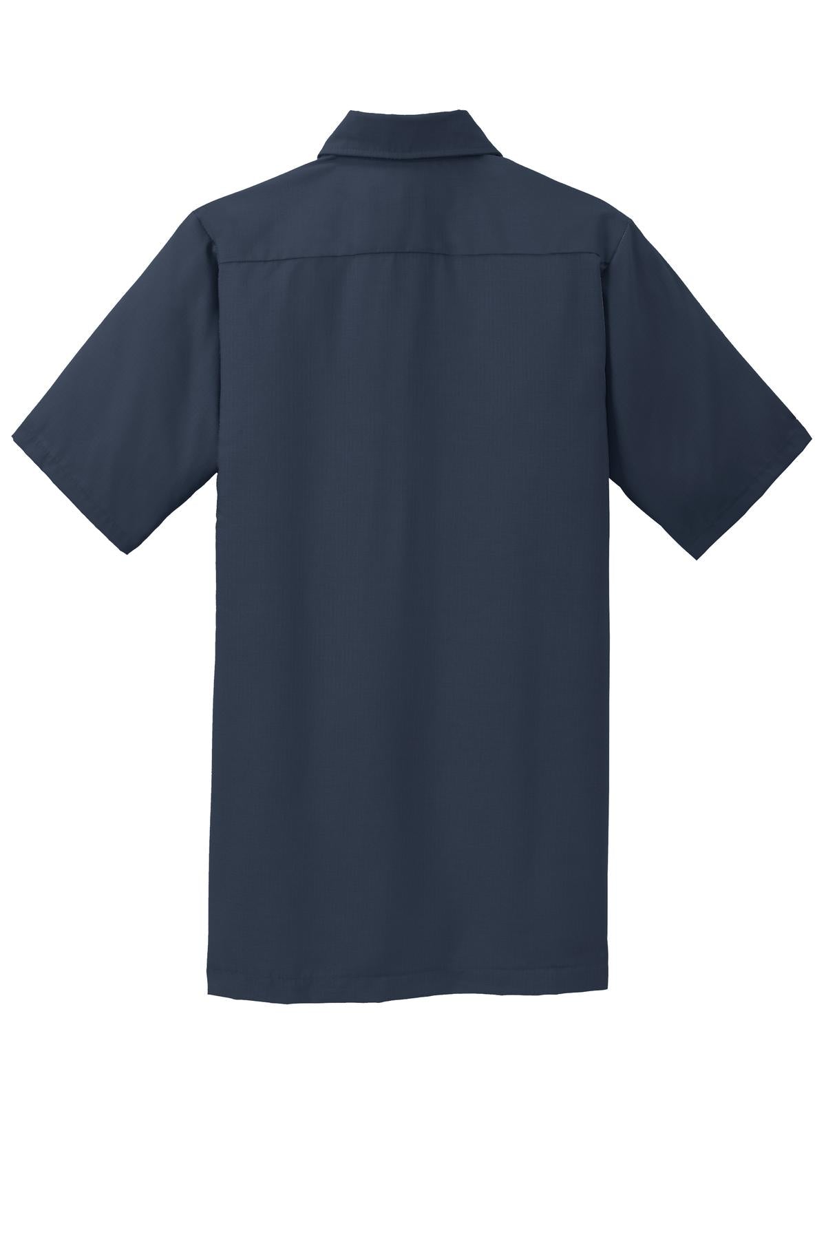 Red Kap Short Sleeve Solid Ripstop Shirt - Navy - flat back
