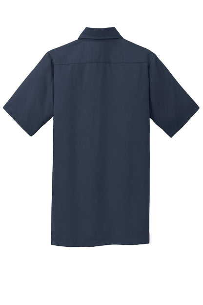 Red Kap Short Sleeve Solid Ripstop Shirt - Navy - flat back