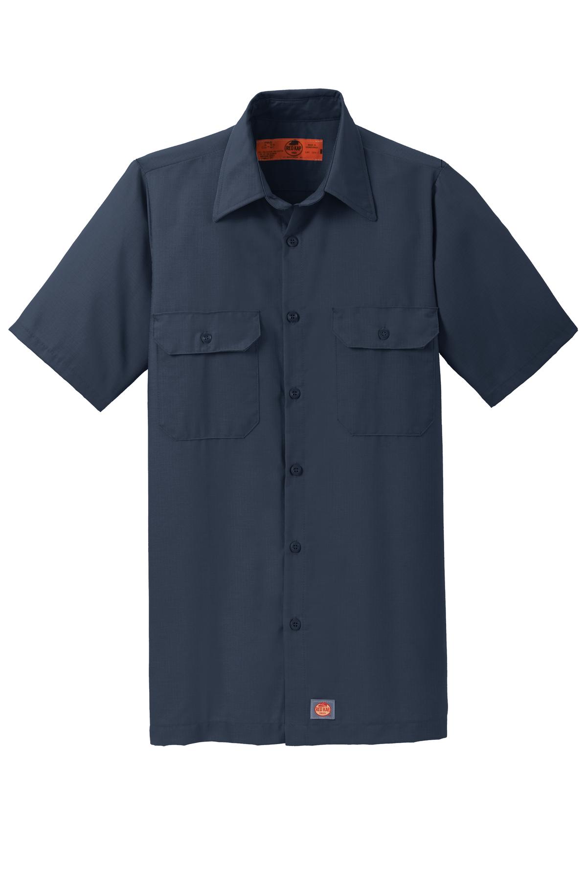 Red Kap Short Sleeve Solid Ripstop Shirt - Navy - flat front