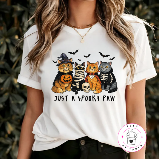 Just a Spooky Paw Halloween Cat T-Shirt
