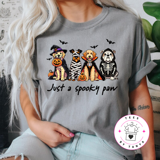 Halloween Dog Funny Spooky Paw Graphic T-Shirt