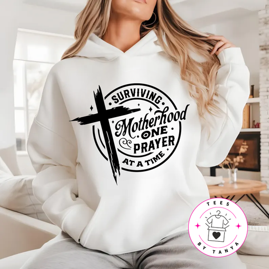 Surviving Motherhood One Prayer at a Time with a Cross Shirt