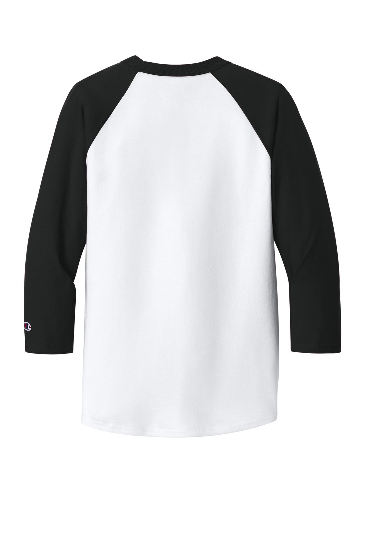Champion Raglan Baseball Tee - White/ Black - flat back
