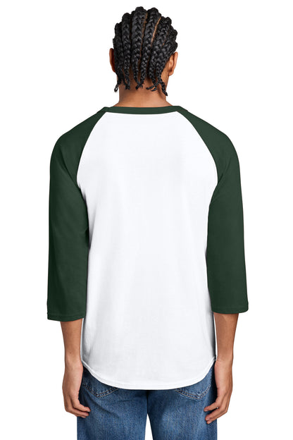Champion Raglan Baseball Tee - White/ Dark Green - back