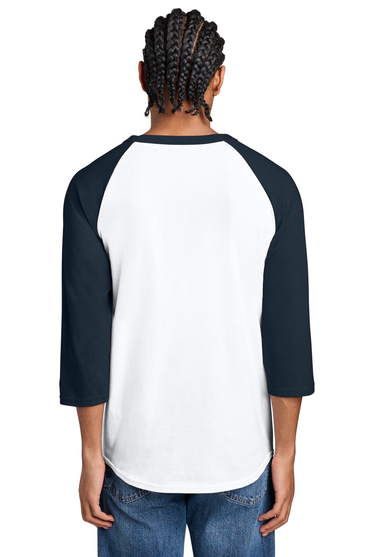 Champion Raglan Baseball Tee - White/ Navy - back