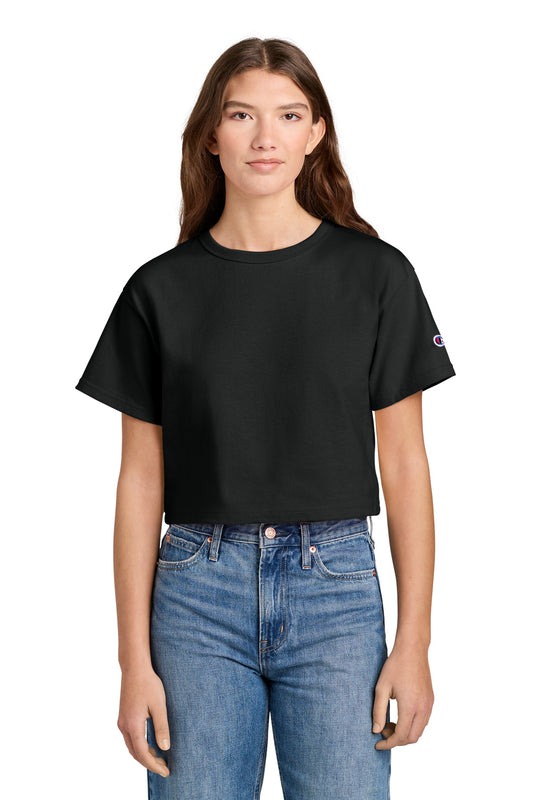 Champion Women's Cropped Heritage Tee - Black - front
