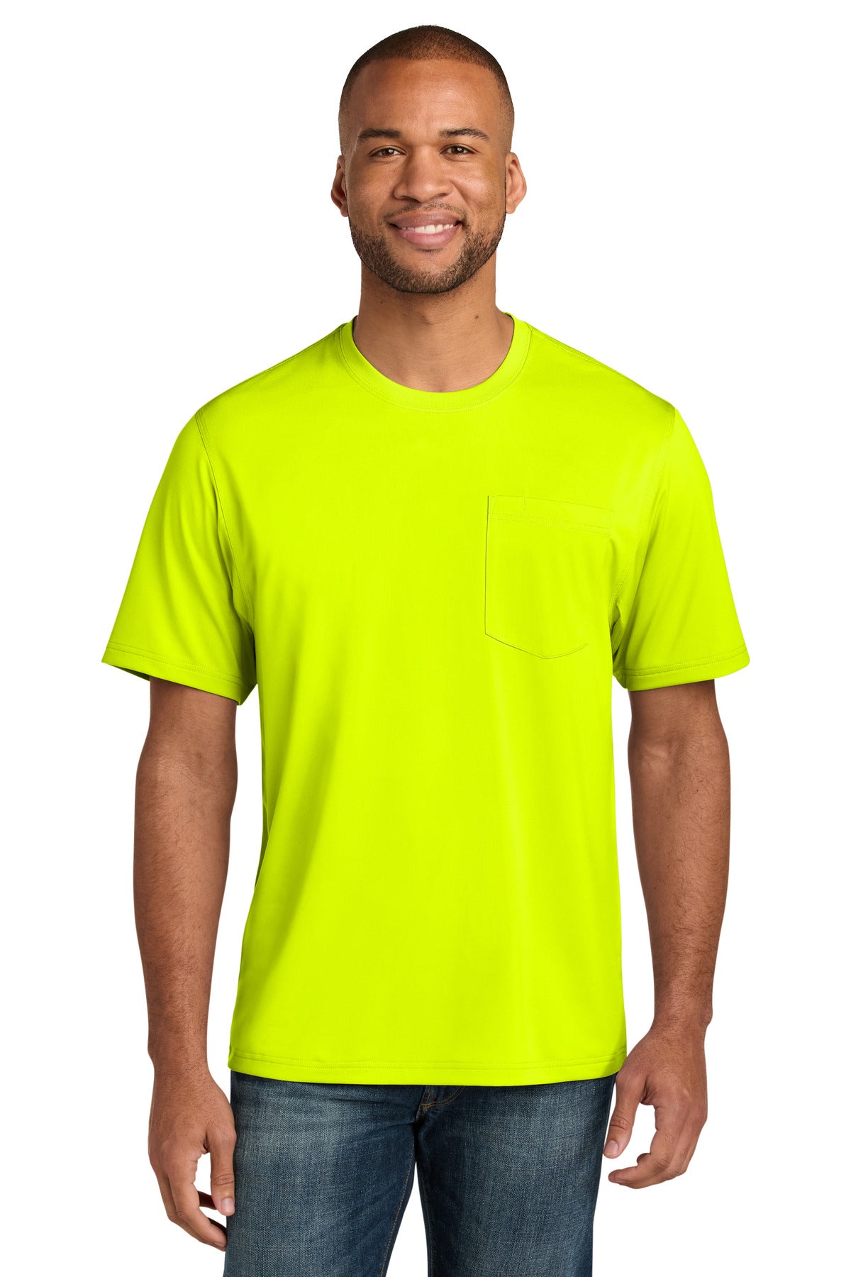 CornerStone Tall Workwear Pro Short Sleeve Pocket Tee - Safety Yellow - front