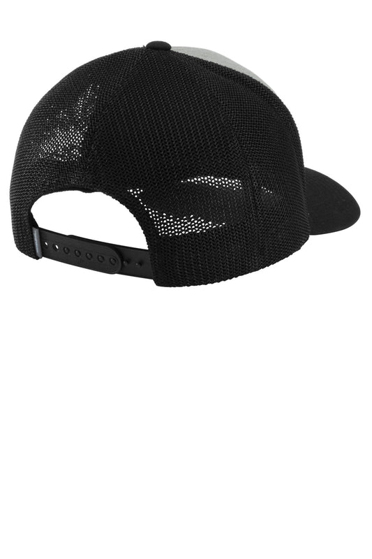TravisMathew Cruz Colorblock Trucker Cap - Heather Grey/ Black - flat back
