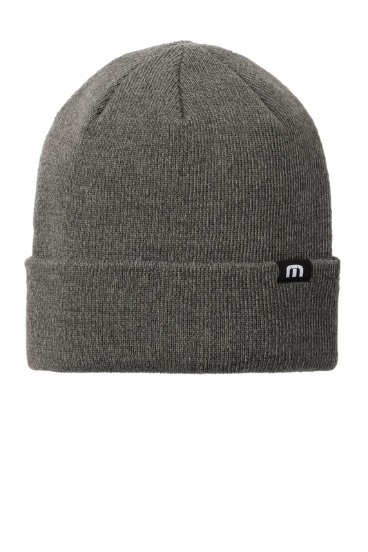 TravisMathew Solid Cuffed Beanie - Dark Grey Heather - front