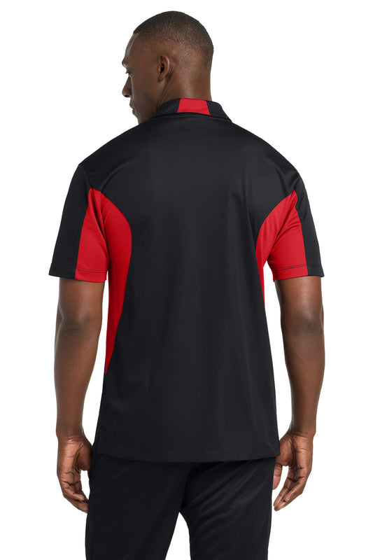 Sport-Tek Tall Side Blocked Micropique Sport-Wick Polo - Black/ True Red - back