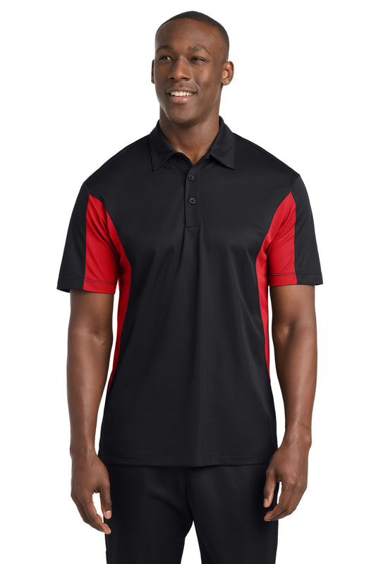Sport-Tek Tall Side Blocked Micropique Sport-Wick Polo - Black/ True Red - front