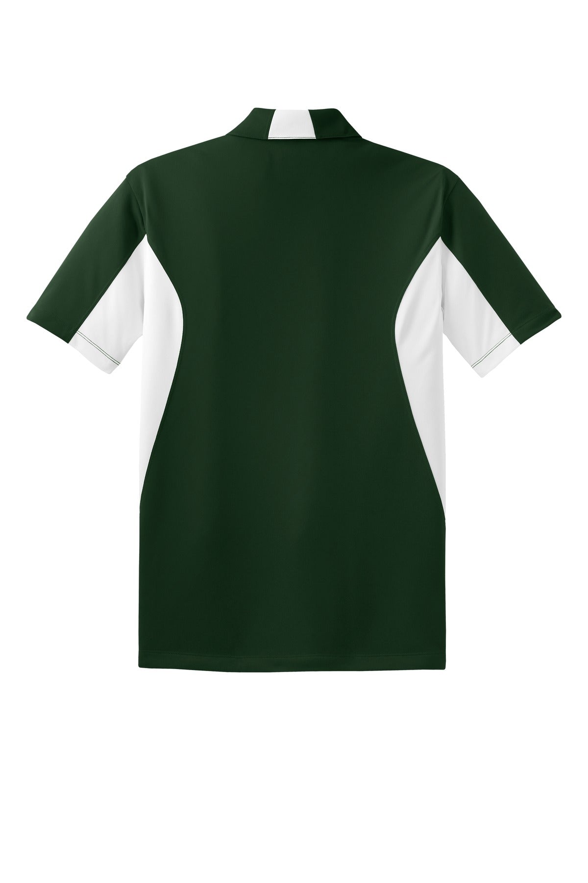 Sport-Tek Tall Side Blocked Micropique Sport-Wick Polo - Forest Green/ White - flat back