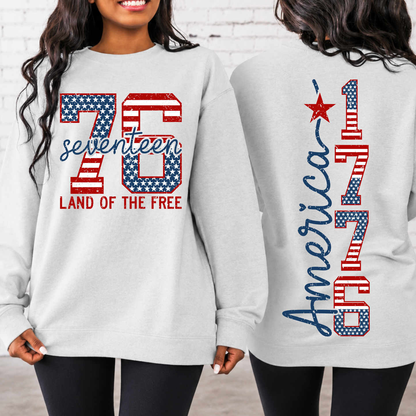 1776 America Shirt | Patriotic Front & Back Graphic Shirt | Land of the Free 4th of July Shirt
